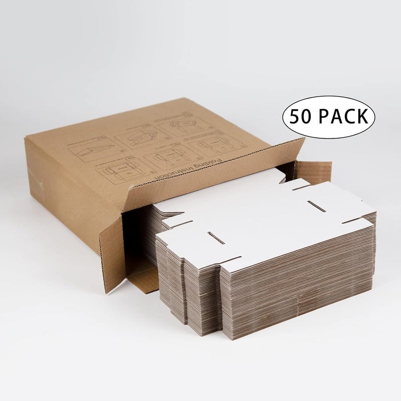 SUNLPH 50 Pack 6x4x1 Inches Small Shipping Boxes, White Corrugated Cardboard Boxes, Moving Mailing Packing Box - Image 5
